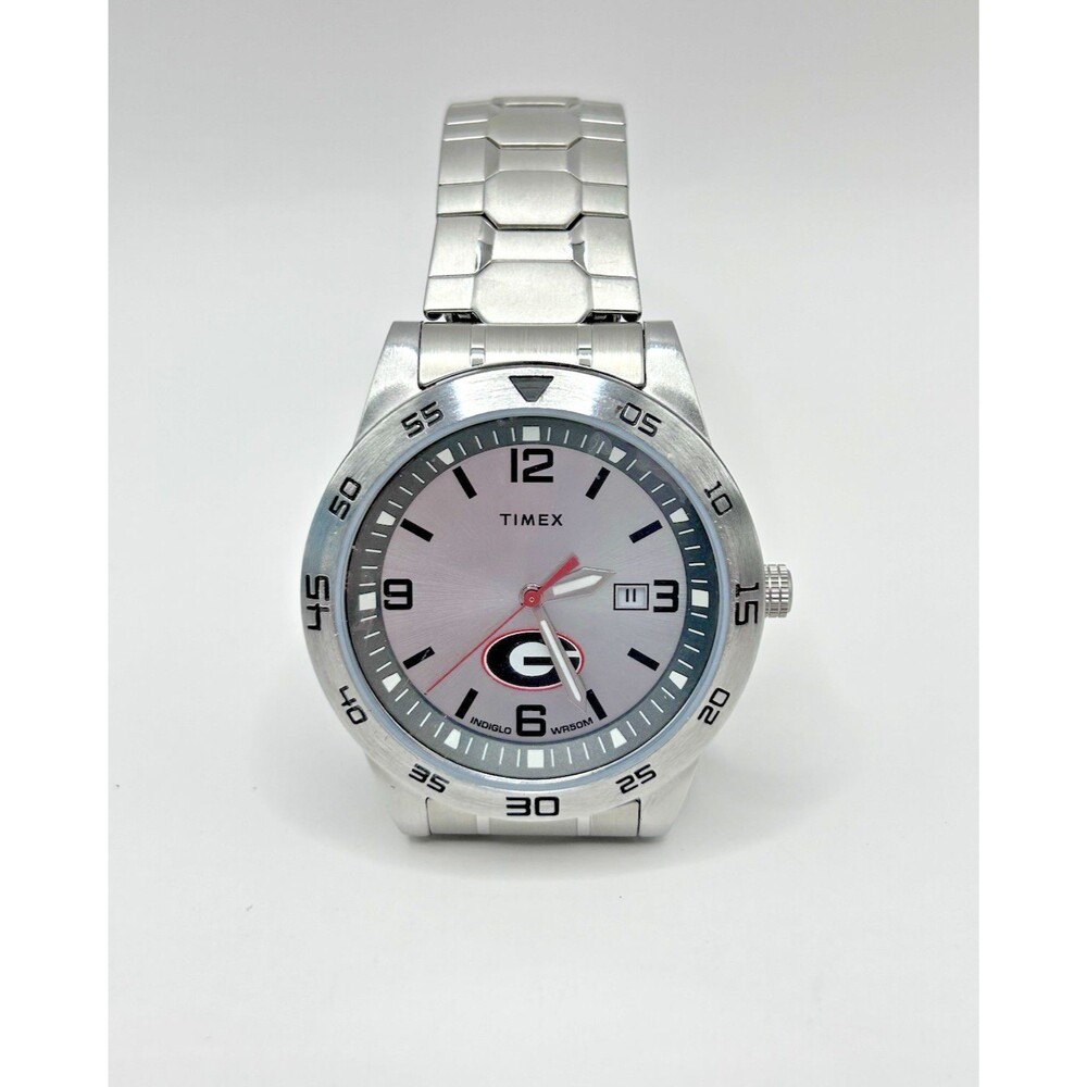 Timex Collection Georgia Bulldogs 20mm Watch Silver Strap University Of Georgia